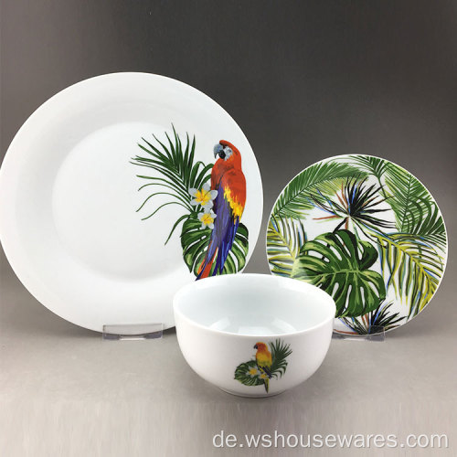 Green Plant Design Kid Dinner Set